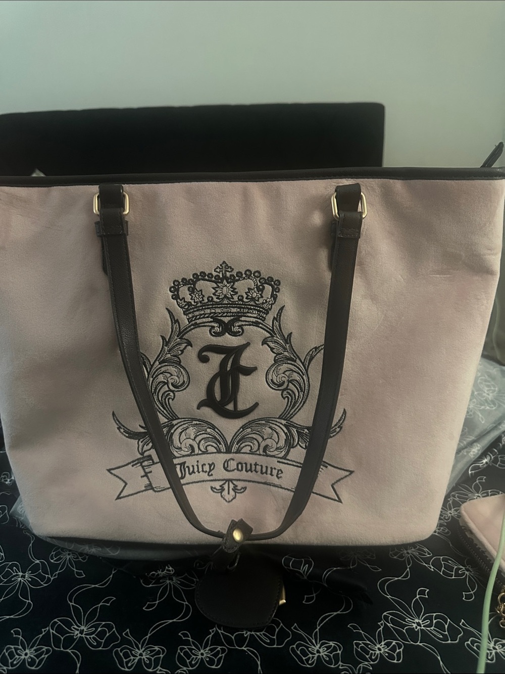 Juicy Couture Blush Pink Tote with Black Trim and Logo